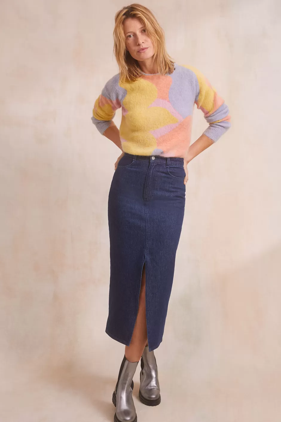 jupe_longue_denim_brut_10.webp Soi Paris Jupe Longue Denim Brut IMPRIMÉS Sale