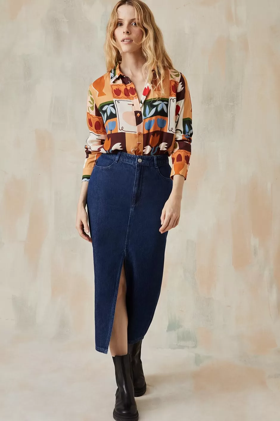 jupe_longue_denim_brut_2.webp Soi Paris Jupe Longue Denim Brut IMPRIMÉS Sale