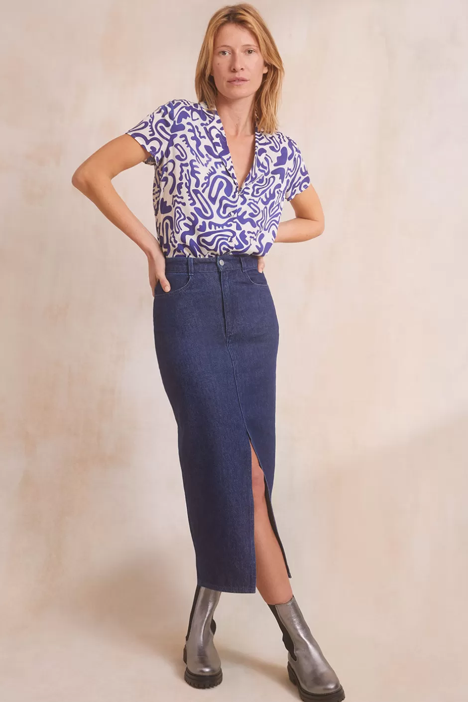 jupe_longue_denim_brut_8.webp Soi Paris Jupe Longue Denim Brut IMPRIMÉS Sale