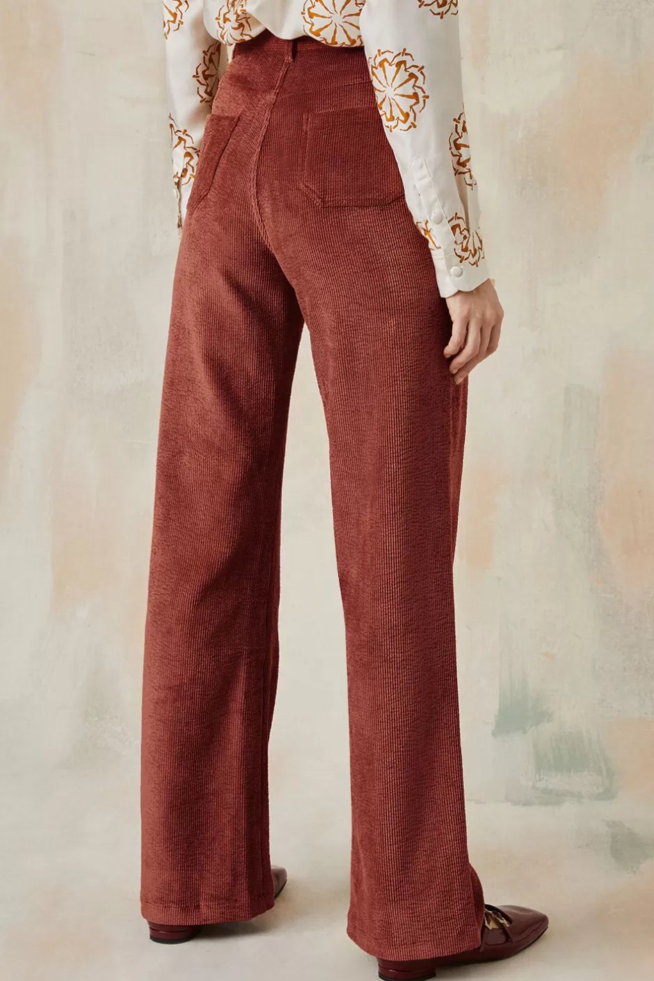 Soi Paris Pantalon Idéaliste en velours Châtaigne IMPRIMÉS Shop