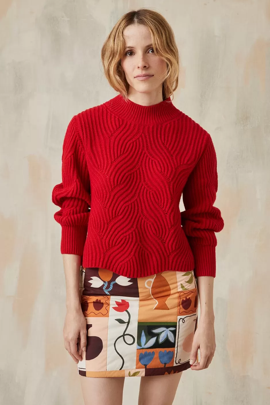 pull_rouge_vermillon_3.webp Soi Paris Pull Rouge Vermillon IMPRIMÉS Discount