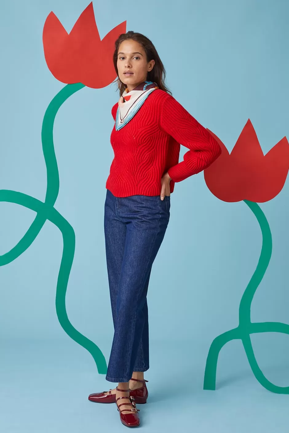 pull_rouge_vermillon_6.webp Soi Paris Pull Rouge Vermillon IMPRIMÉS Discount