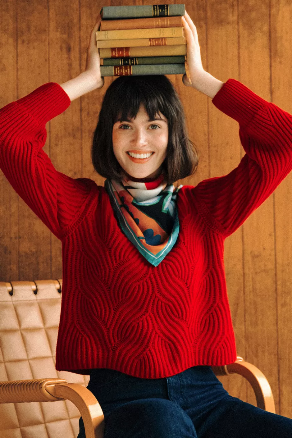 pull_rouge_vermillon_8.webp Soi Paris Pull Rouge Vermillon IMPRIMÉS Discount